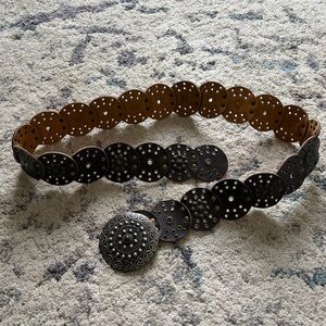 Vintage Smart Set Brown Leather Circle Chain Belt